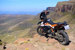 The KTM 790 Adventure R above Sani Pass