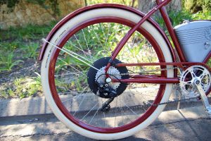 Rear wheel of Vintage Electric Cafe