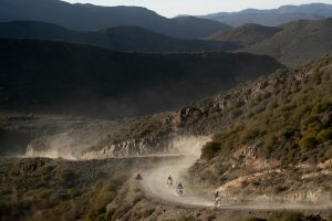 Three adventure bike riders